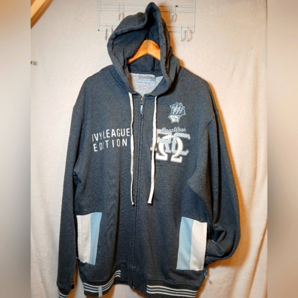 Rocawear Ivy League Edition XXL Gray Full Zip Hoodie Sweatshirt